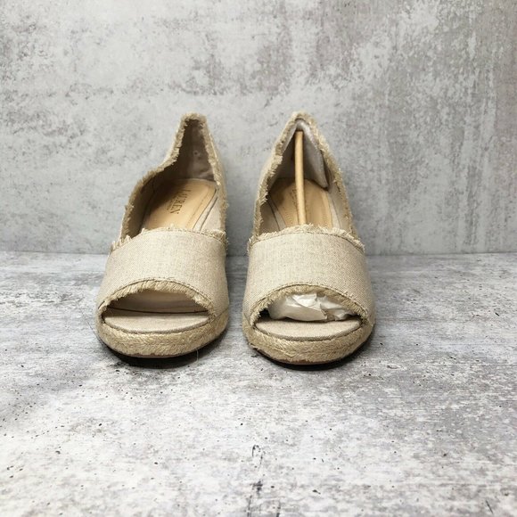 Ralph Lauren Carlynda Flax Linen Wedge Espadrilles - Picture 3 of 8